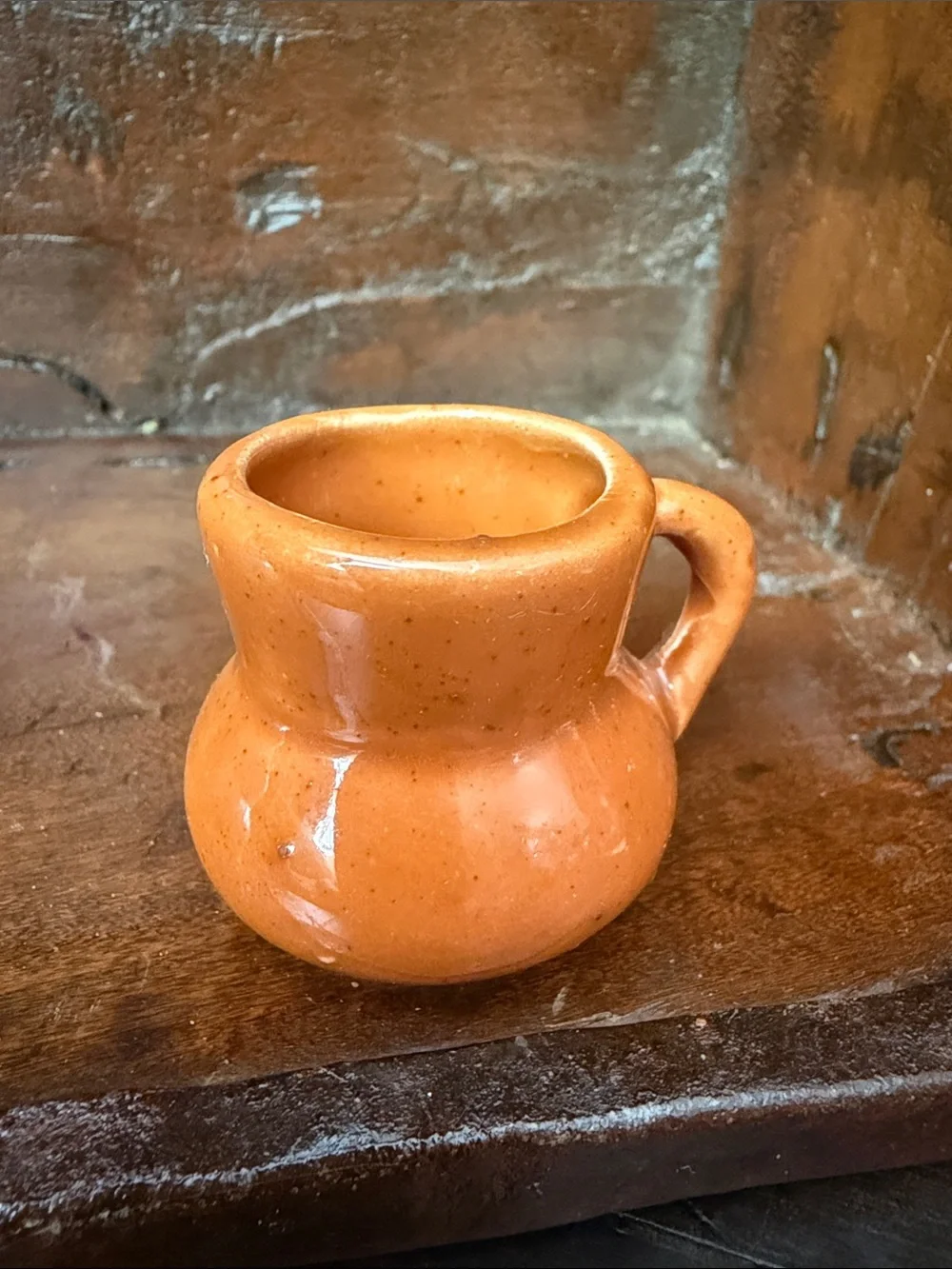 Pair of Small Ceramic Mini Pitchers - Blue & Orange